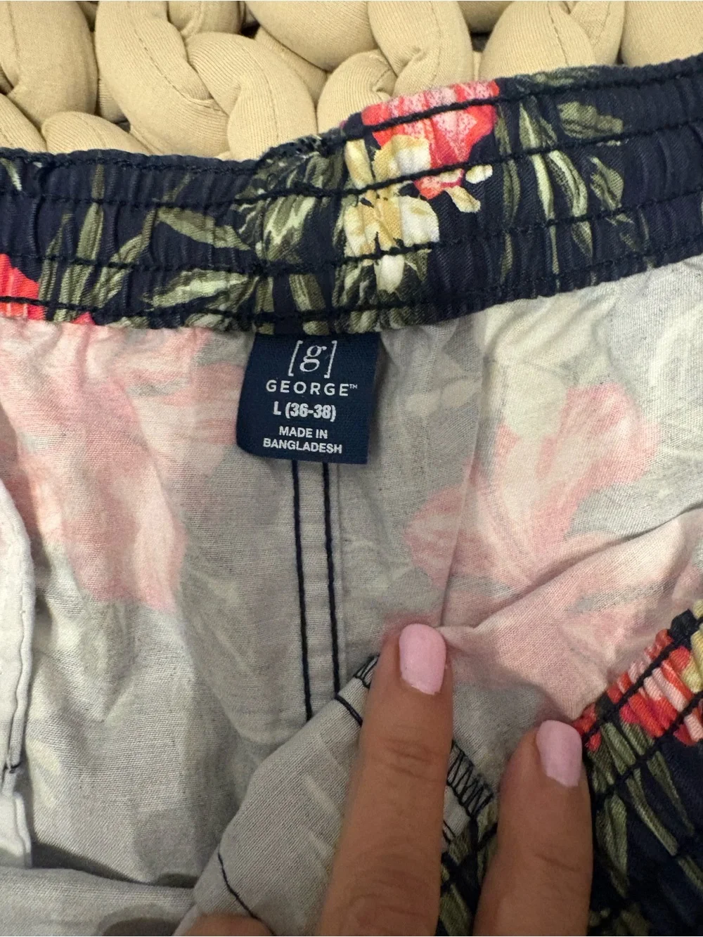 George Navy Swim Trunks with Pink Floral Print